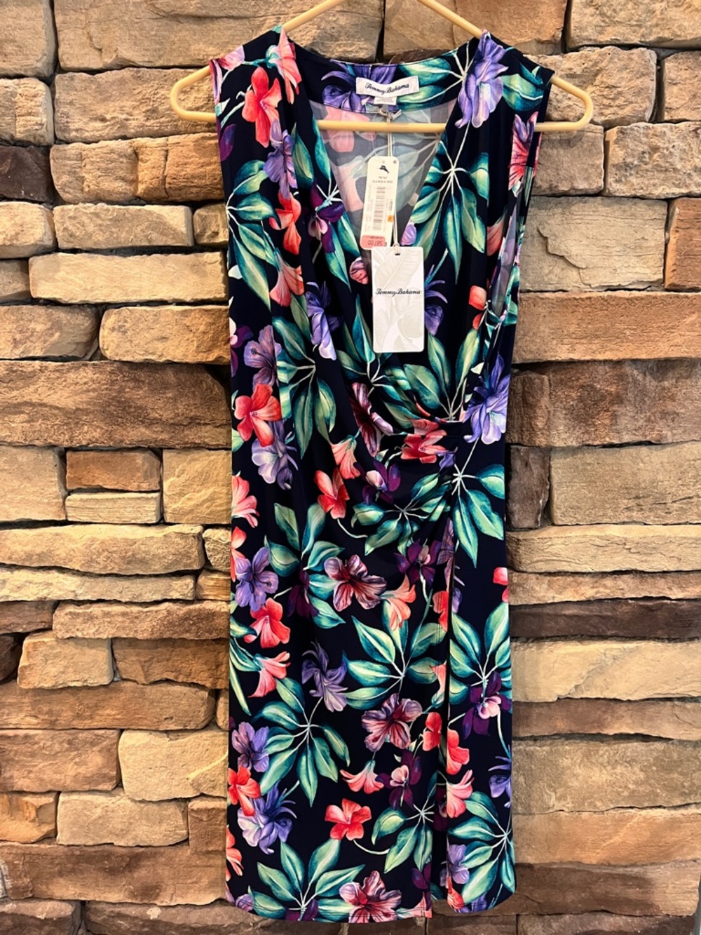 Tommy Bahama Navy Tropical Floral Wrap Dress